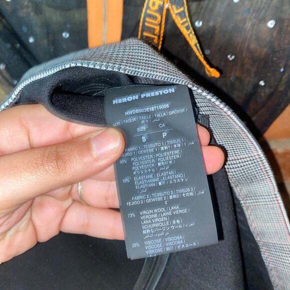 Heron Preston High Neck Rhinestone Mesh Leather Wool Mini Dress Size Small - Picture 8 of 10